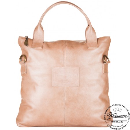 Женская кожаная сумка "Амели" (бежевый перламутр)